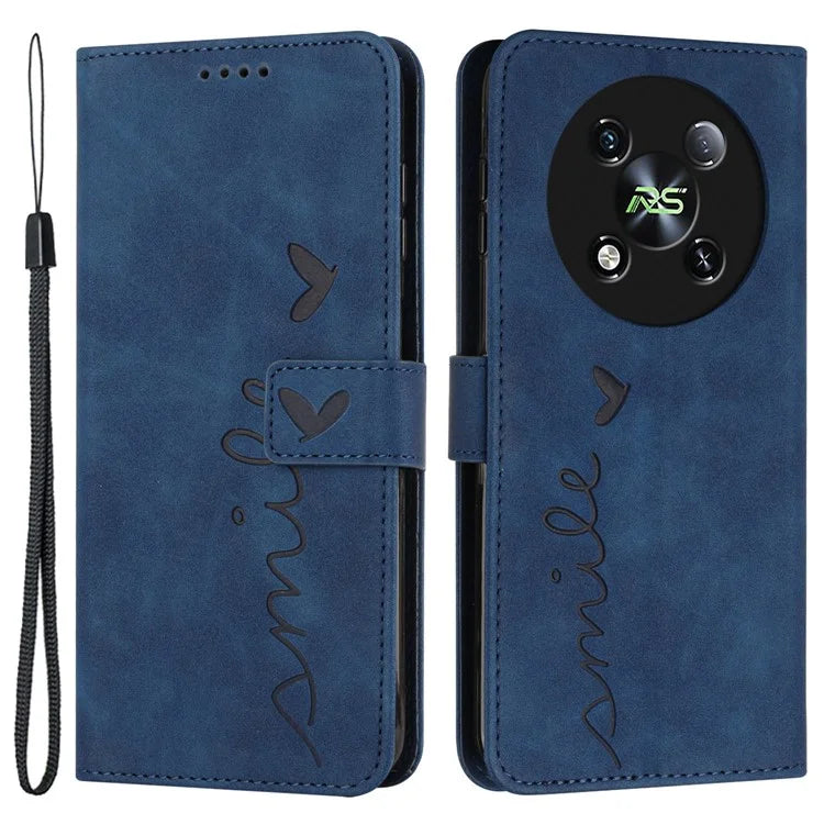 For itel RS4 4G Phone Case Love Heart Imprinted Skin-Touch PU Leather Stand Shell