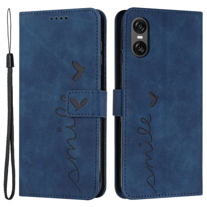 For Sony Xperia 10 VI Phone Case Love Heart Imprinted Skin-Touch PU Leather Shell