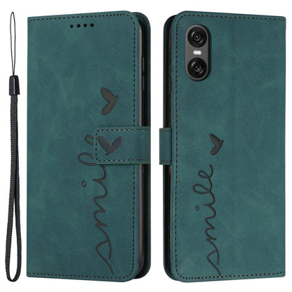 For Sony Xperia 10 VI Phone Case Love Heart Imprinted Skin-Touch PU Leather Shell
