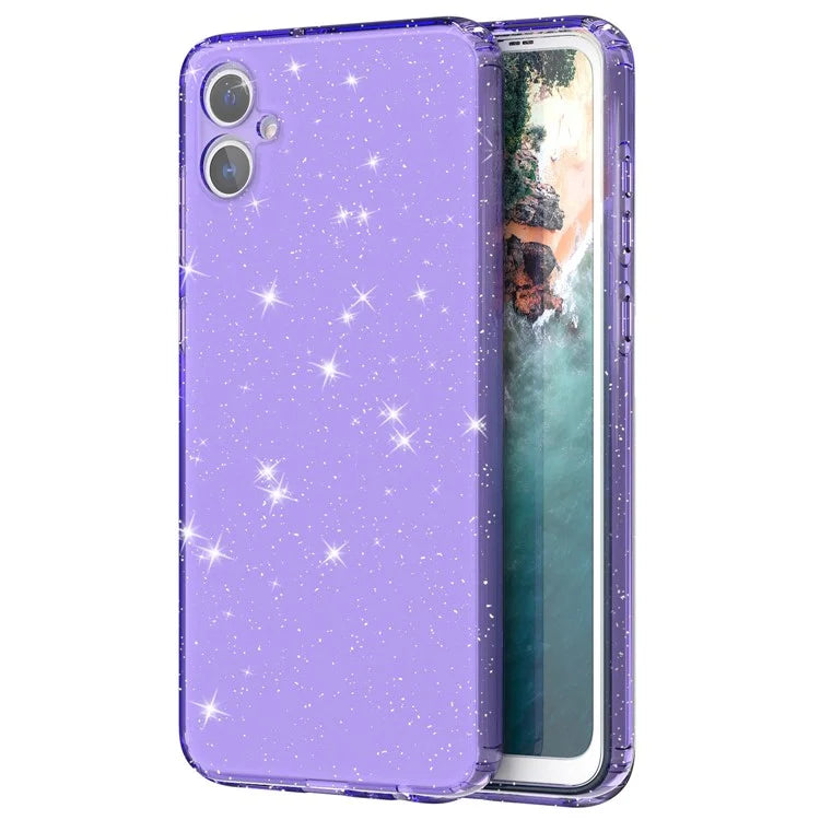For Samsung Galaxy A05 4G Case Soft TPU Phone Cover Glitter Clear Sparkly Purple