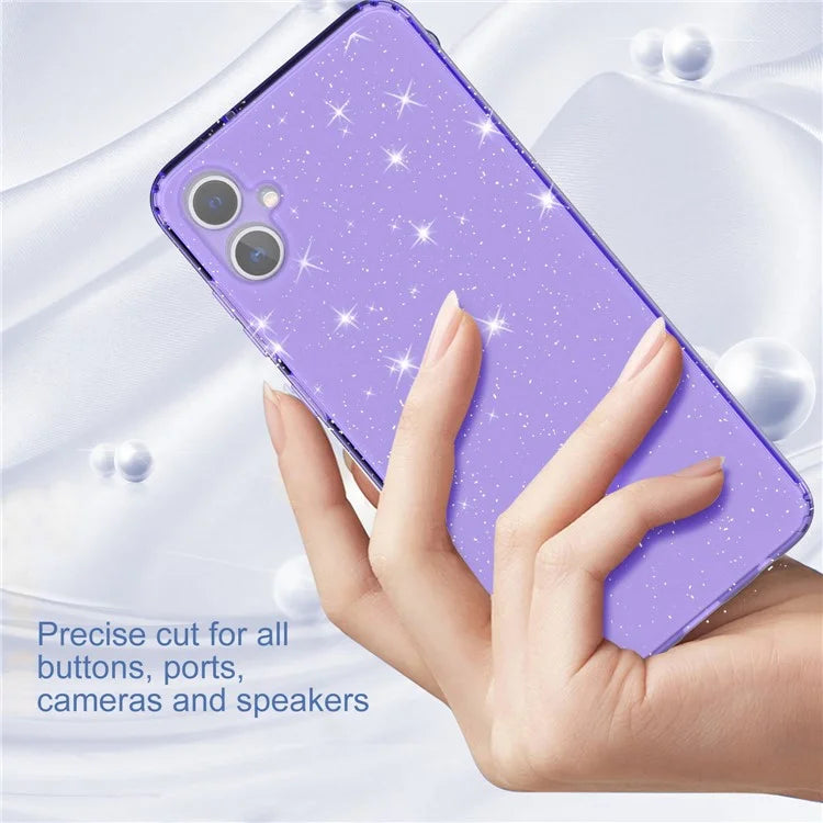 For Samsung Galaxy A05 4G Case Soft TPU Phone Cover Glitter Clear Sparkly Purple