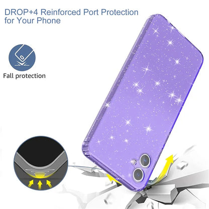For Samsung Galaxy A05 4G Case Soft TPU Phone Cover Glitter Clear Sparkly Purple