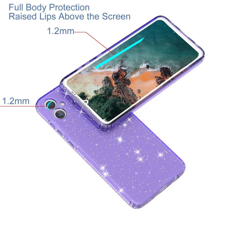 For Samsung Galaxy A05 4G Case Soft TPU Phone Cover Glitter Clear Sparkly Purple