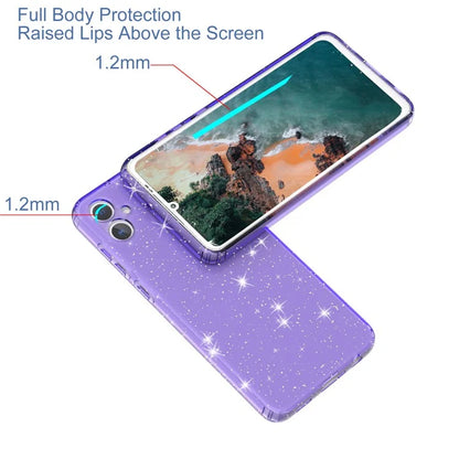 For Samsung Galaxy A05 4G Case Soft TPU Phone Cover Glitter Clear Sparkly Purple