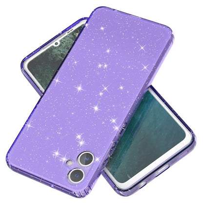 For Samsung Galaxy A05 4G Case Soft TPU Phone Cover Glitter Clear Sparkly Purple