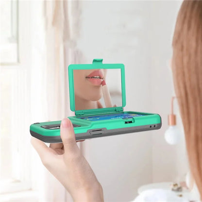 For iPhone 15 Card Case PC+TPU Phone Cover with  Makeup Mirror
