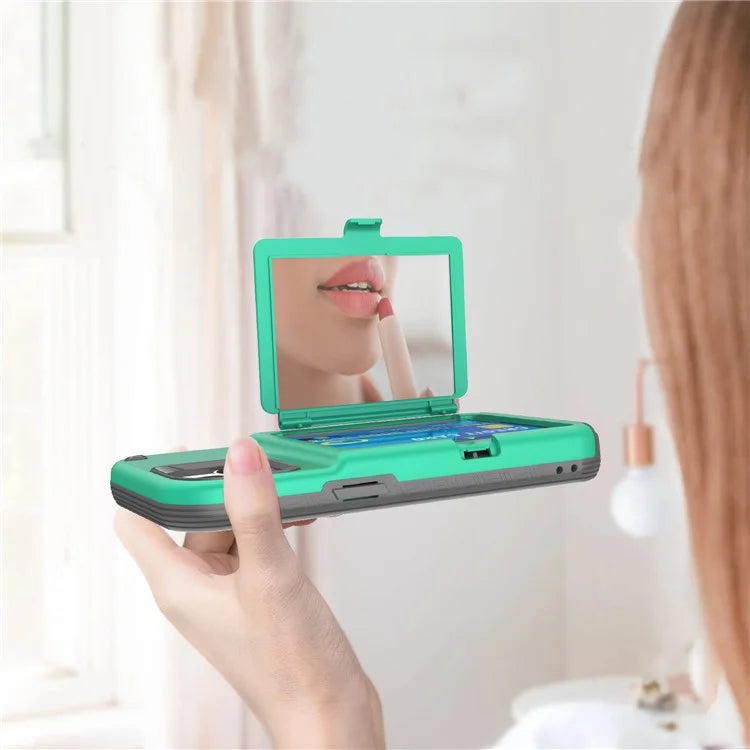 For iPhone 15 Pro Plus Case Card Holder Mirror PC+TPU Phone Cover