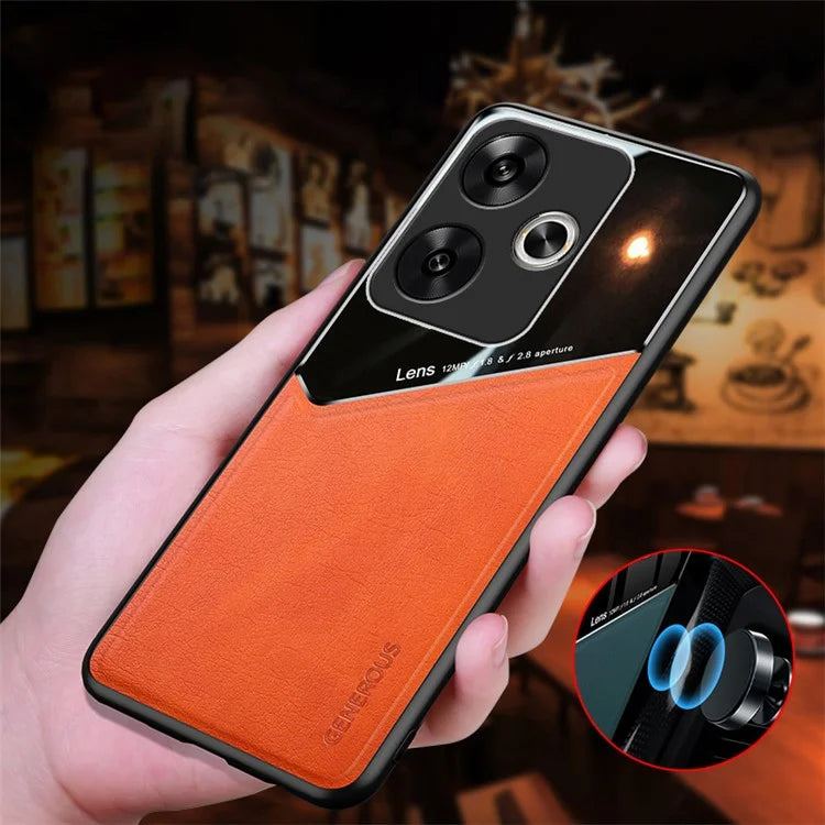 For Xiaomi Redmi Turbo 3 5G / Poco F6 5G PU+TPU+PC Cell Phone Cover Support Magnetic Car Mount