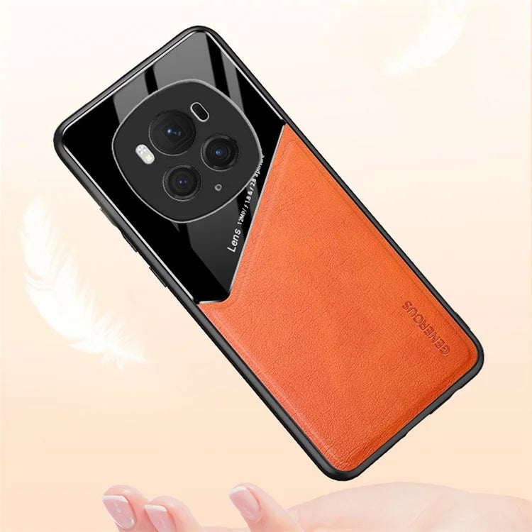 For Honor Magic6 Pro 5G Back Cover PU+TPU+PC Cell Phone Case Support Magnetic Car Mount