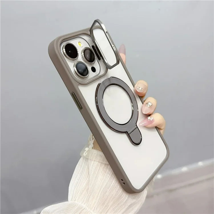 For iPhone 15 Pro Max Case Dual Kickstand Acrylic + TPU Phone Case Compatible with MagSafe