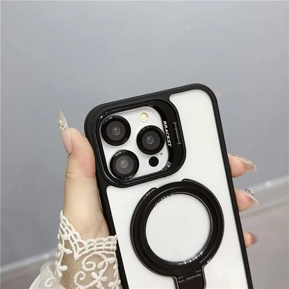 For iPhone 15 Pro Max Case Dual Kickstand Acrylic + TPU Phone Case Compatible with MagSafe