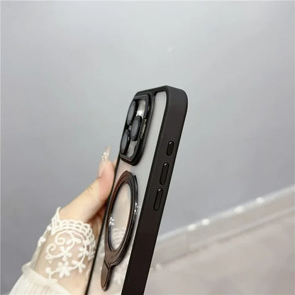 For iPhone 15 Pro Max Case Dual Kickstand Acrylic + TPU Phone Case Compatible with MagSafe
