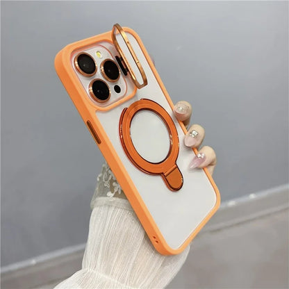 For iPhone 15 Pro Max Case Dual Kickstand Acrylic + TPU Phone Case Compatible with MagSafe