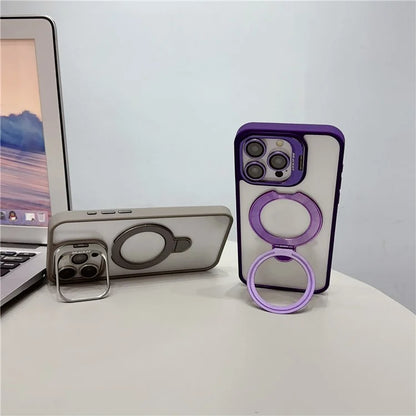 For iPhone 15 Pro Max Case Dual Kickstand Acrylic + TPU Phone Case Compatible with MagSafe