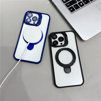 For iPhone 15 Pro Max Case Dual Kickstand Acrylic + TPU Phone Case Compatible with MagSafe