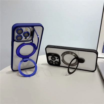 For iPhone 15 Pro Max Case Dual Kickstand Acrylic + TPU Phone Case Compatible with MagSafe