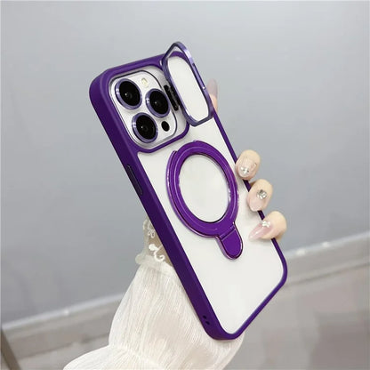 For iPhone 13 Pro Magnetic Phone Case Acrylic + TPU Cover with 2 Kickstands
