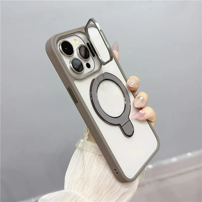 For iPhone 13 Pro Magnetic Phone Case Acrylic + TPU Cover with 2 Kickstands