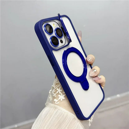 For iPhone 13 Pro Magnetic Phone Case Acrylic + TPU Cover with 2 Kickstands
