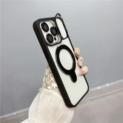 For iPhone 13 Pro Magnetic Phone Case Acrylic + TPU Cover with 2 Kickstands