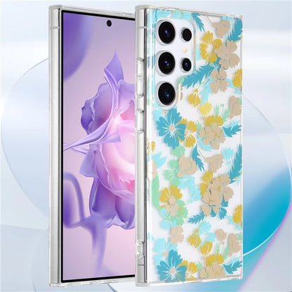 For Samsung Galaxy S23 Ultra Case TPU+PC IMD Floral Phone Protective Cover