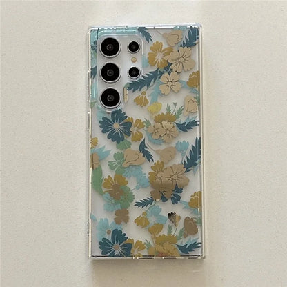 For Samsung Galaxy S23 Ultra Case TPU+PC IMD Floral Phone Protective Cover