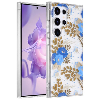 For Samsung Galaxy S23 Ultra Case TPU+PC IMD Floral Phone Protective Cover