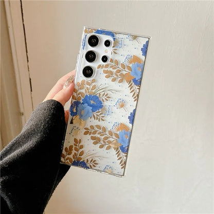 For Samsung Galaxy S23 Ultra Case TPU+PC IMD Floral Phone Protective Cover