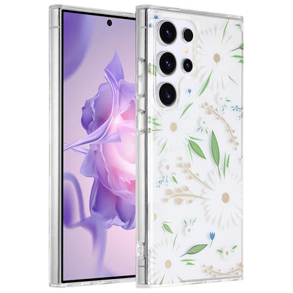 For Samsung Galaxy S23 Ultra Case TPU+PC IMD Floral Phone Protective Cover