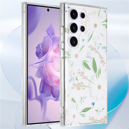 For Samsung Galaxy S23 Ultra Case TPU+PC IMD Floral Phone Protective Cover