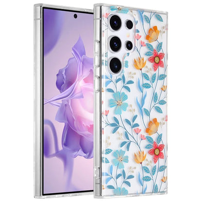 For Samsung Galaxy S23 Ultra Case TPU+PC IMD Floral Phone Protective Cover