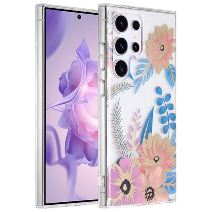 For Samsung Galaxy S23 Ultra Case TPU+PC IMD Floral Phone Protective Cover