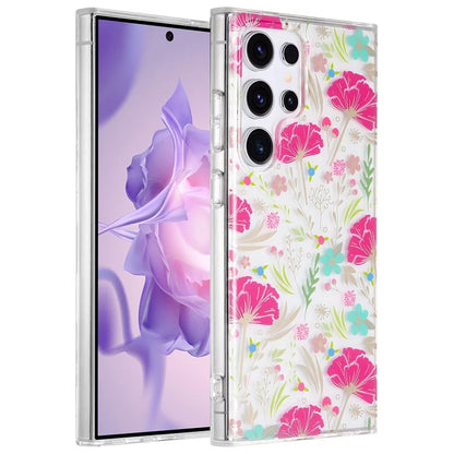 For Samsung Galaxy S23 Ultra Case TPU+PC IMD Floral Phone Protective Cover