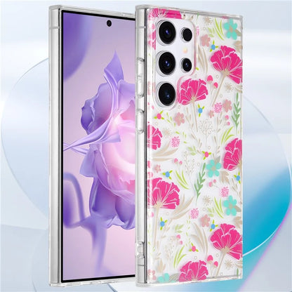 For Samsung Galaxy S23 Ultra Case TPU+PC IMD Floral Phone Protective Cover