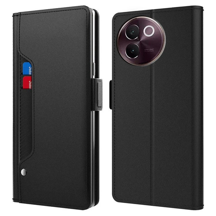 For vivo V30e 5G Case PU Leather Folio Flip Phone Cover with Mirror