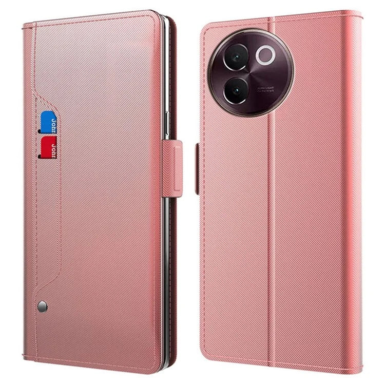 For vivo V30e 5G Case PU Leather Folio Flip Phone Cover with Mirror