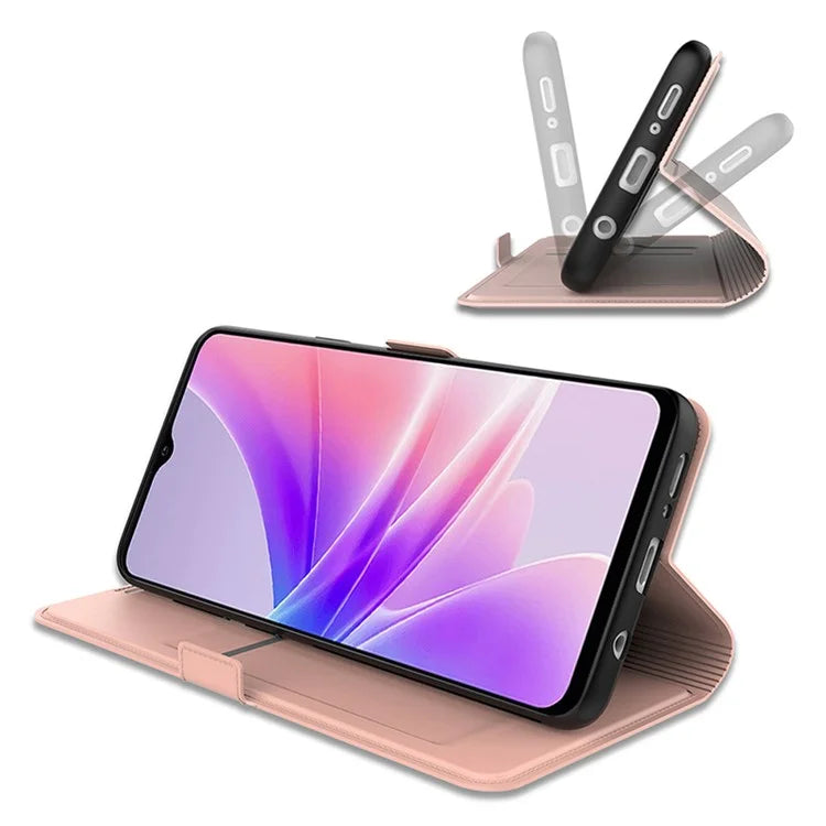 For vivo T3x Case Stand Slip Leather Phone Cover with Card Slots