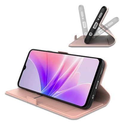 For vivo T3x Case Stand Slip Leather Phone Cover with Card Slots