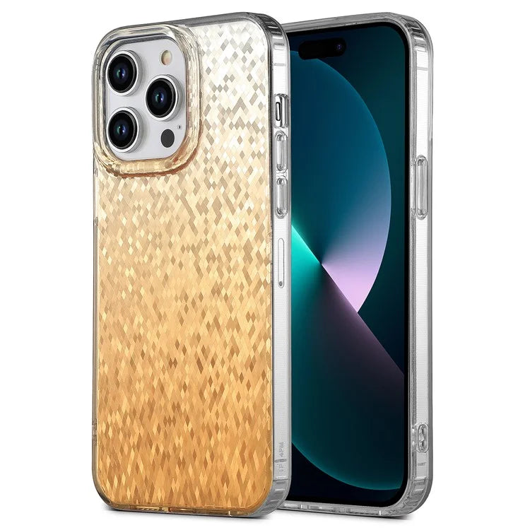 For iPhone 15 Pro Max Case IMD Rhombic Design TPU+PC Phone Cover