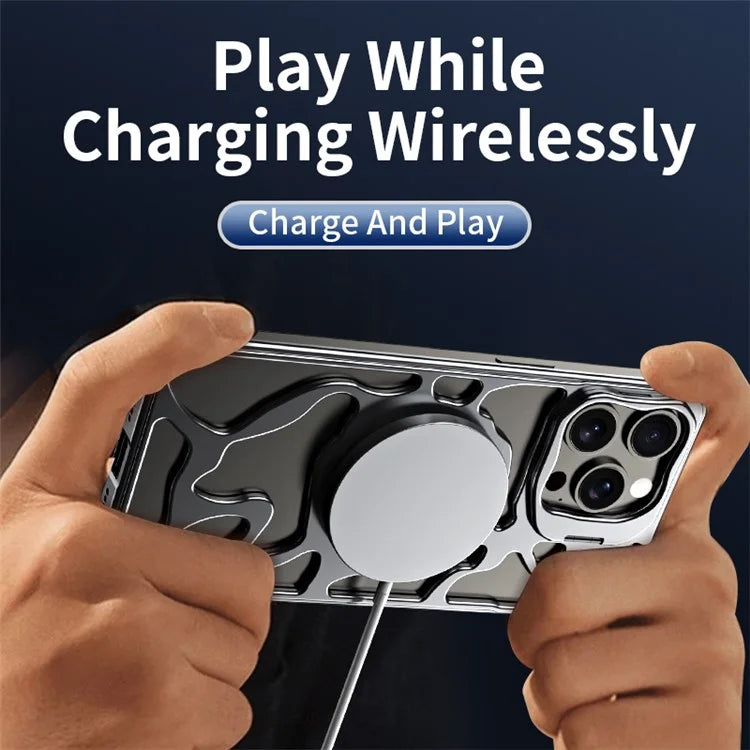 Auspicious Cloud Series For iPhone 14 Pro Magnetic Case Aluminum Alloy Hollow Phone Cover Lens Kickstand