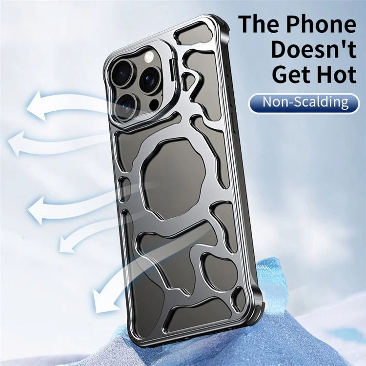 Auspicious Cloud Series For iPhone 14 Pro Magnetic Case Aluminum Alloy Hollow Phone Cover Lens Kickstand