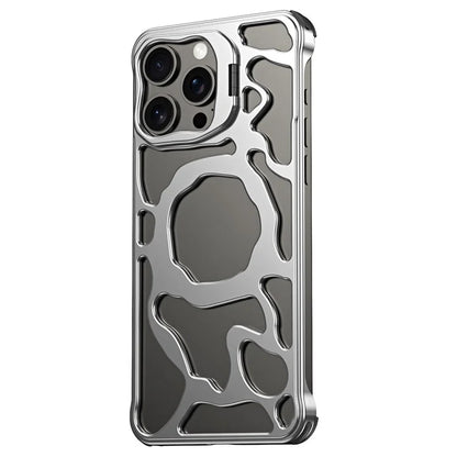 Auspicious Cloud Series For iPhone 14 Pro Magnetic Case Aluminum Alloy Hollow Phone Cover Lens Kickstand
