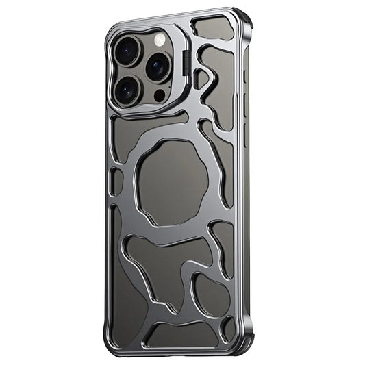 Auspicious Cloud Series For iPhone 13 Pro Kickstand Case Aluminum Alloy Magnetic Hollow Phone Cover
