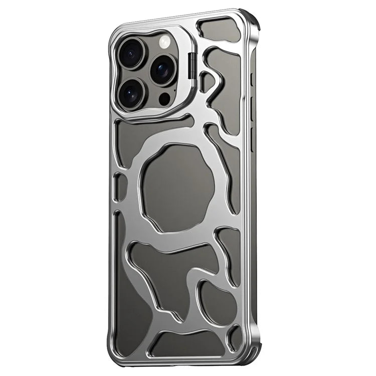 Auspicious Cloud Series For iPhone 13 Pro Kickstand Case Aluminum Alloy Magnetic Hollow Phone Cover