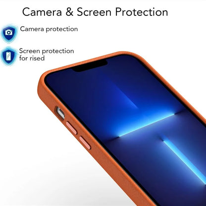 For iPhone 13 Pro Case Slim PU Leather Back Cover with Metal Lens Frame
