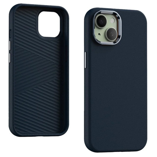 For iPhone 14 Plus Case PU Leather + PC Phone Cover Lens Frame Protection
