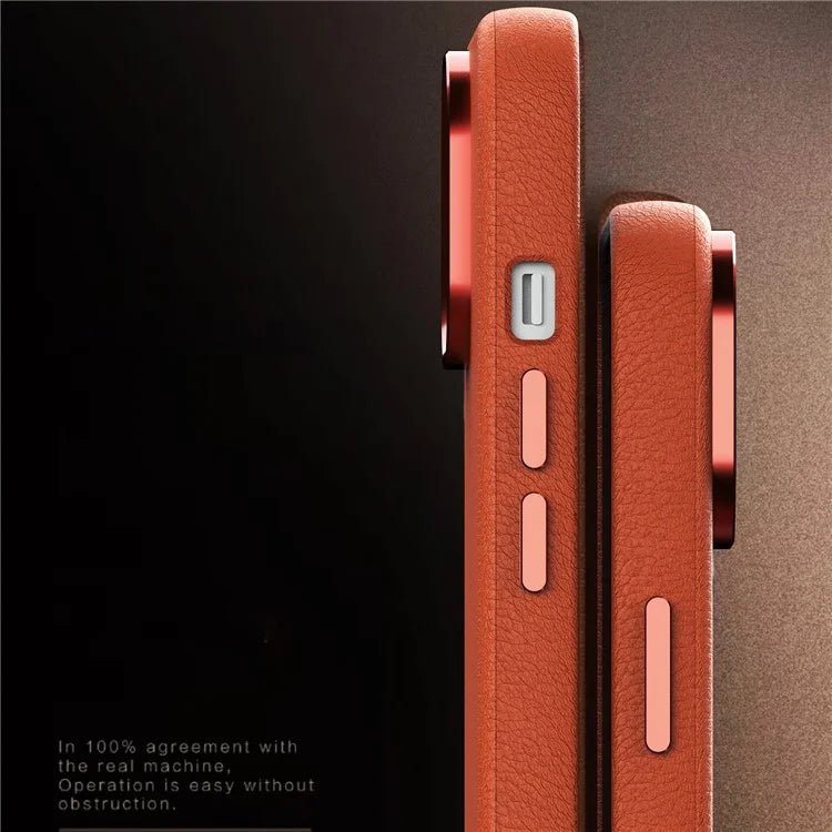 For iPhone 15 Case PU Leather Coated PC Shockproof Phone Cover