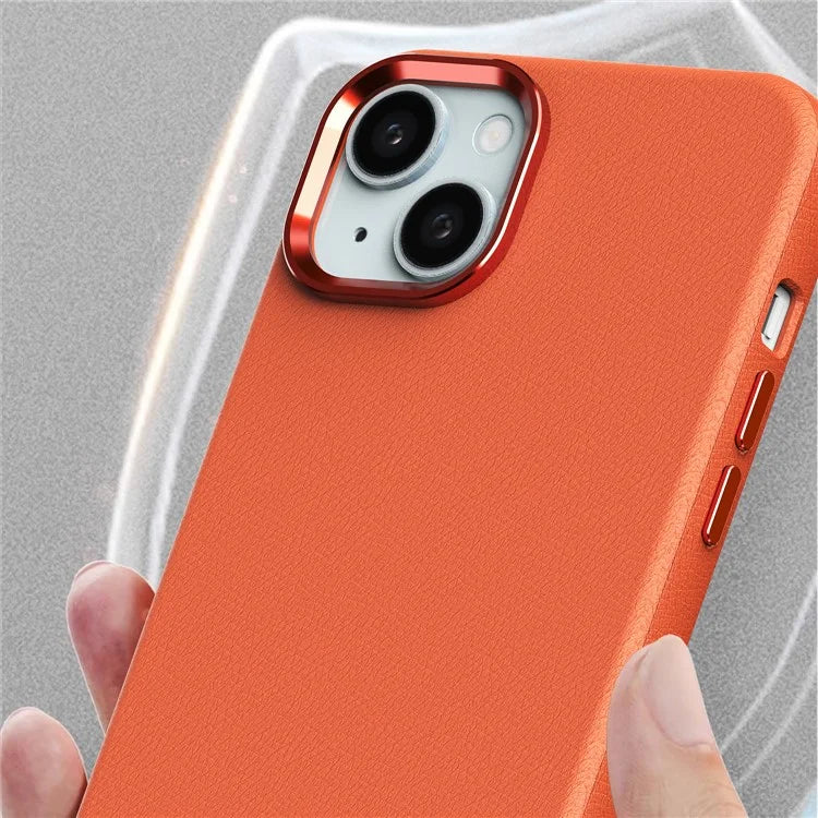 For iPhone 15 Case PU Leather Coated PC Shockproof Phone Cover