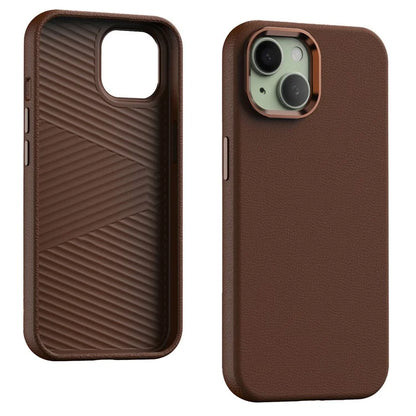 For iPhone 15 Case PU Leather Coated PC Shockproof Phone Cover