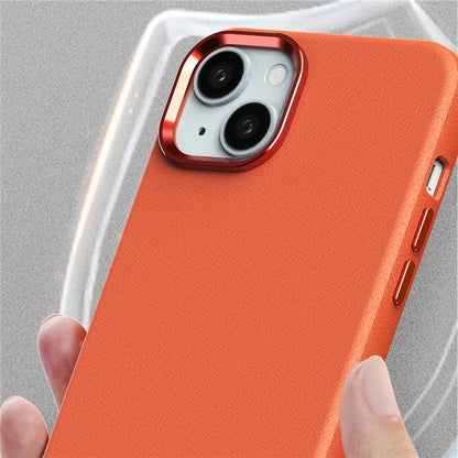 For iPhone 15 Case PU Leather Coated PC Shockproof Phone Cover